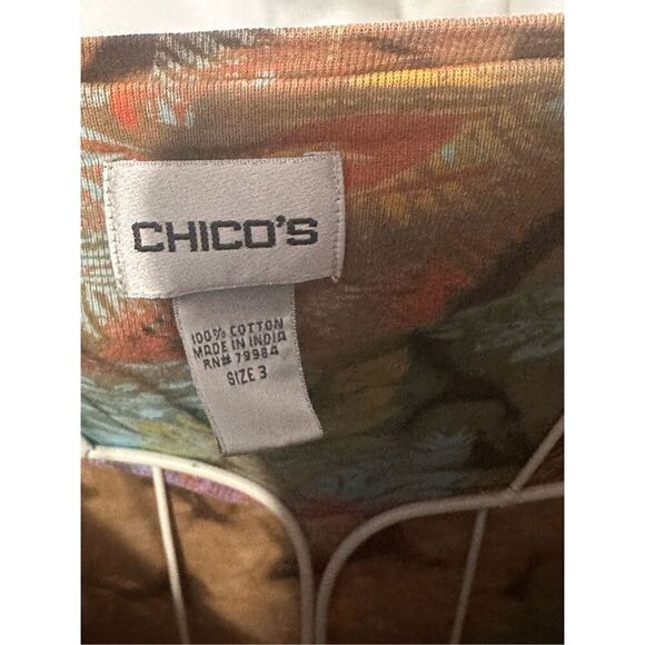 Chicos multicolored V-neck Pullover Top L/S Shirt Women Soft Pullover top, plus - Picture 8 of 9